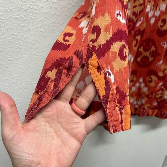 Soft Surroundings Orange Red Sequin 3/4 Sleeve Tunic Viscose Top Size L - Picture 4 of 12